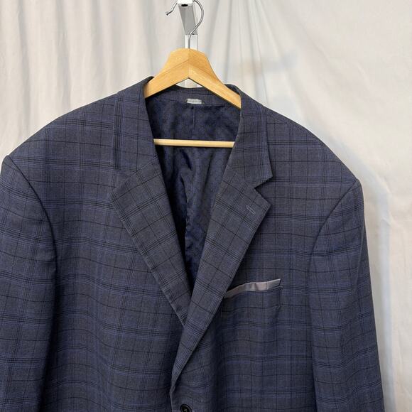 Oak Hill Blazer Mens 2XLT 50L 52L Blue Plaid Two Button - Picture 10 of 12
